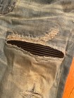 Amiri mike indigo mx1 leather stretch denim jeans size 34 waist W patched rare — photo 6