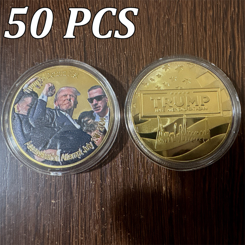 50PCS Commemorative Coin Assassination President Donald Trump's Defiant Fist
