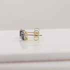 Oval Blue Sapphire Earring Studs 6 x 4 Real 14k Natural Sapphire Yellow gold — photo 3