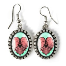 Skull Heart Gothic Handmade Glass Earrings