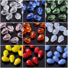 50pcs 7x5mm Small Teardrop Faceted Crystal Glass Losse Beads Bulk Wholesale Lot