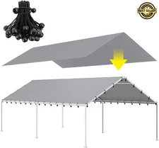 10x20 Carpa Reemplazo De Lona Cubierta Gris Con 44 Cuerdas EláSticas Impermeable