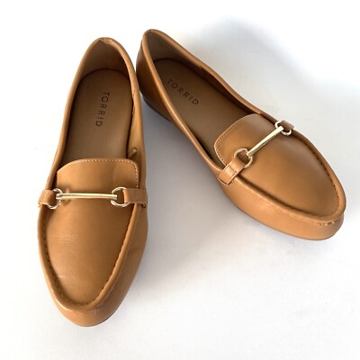 TORRID Womens Tan Loafers Slip On Size WW Flat Shoes