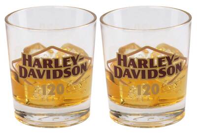 Harley-Davidson 120th Anniversary Double Old Fashion Glass Set, Limited Edition