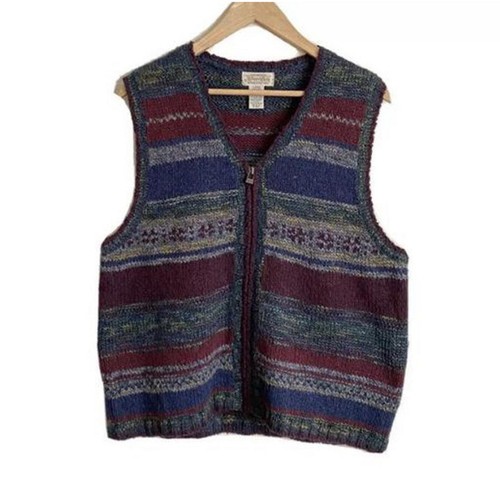 Womens Wool Blend Zip Sweater Vest Size 