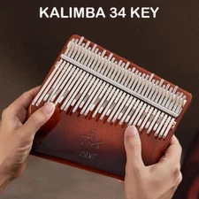 Professional Kalimba 34 Key Thumb Piano Veneer Beech Wood 34 Key  Finger Piano