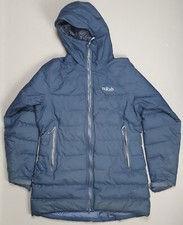 Rab Women Valiance Parka Insulated Waterproof Jacket Blue Uk 14 Hooded