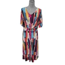 Antthony Original Women's Multi Color XL Fit & Flare Short Sleeve Dress