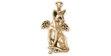 Siamese Cat Angel Jewelry 14k Yellow Gold Handmade Siamese Pendant  SSM1-APG