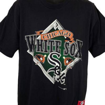 Vintage Chicago White Sox T Shirt Mens Size Large Black 90s MLB