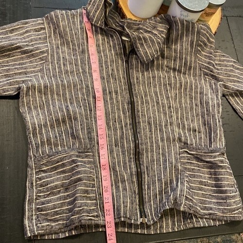 Flax by Jeanne Engelhart Striped Zip Up Linen Jacket - Picture 8 of 9