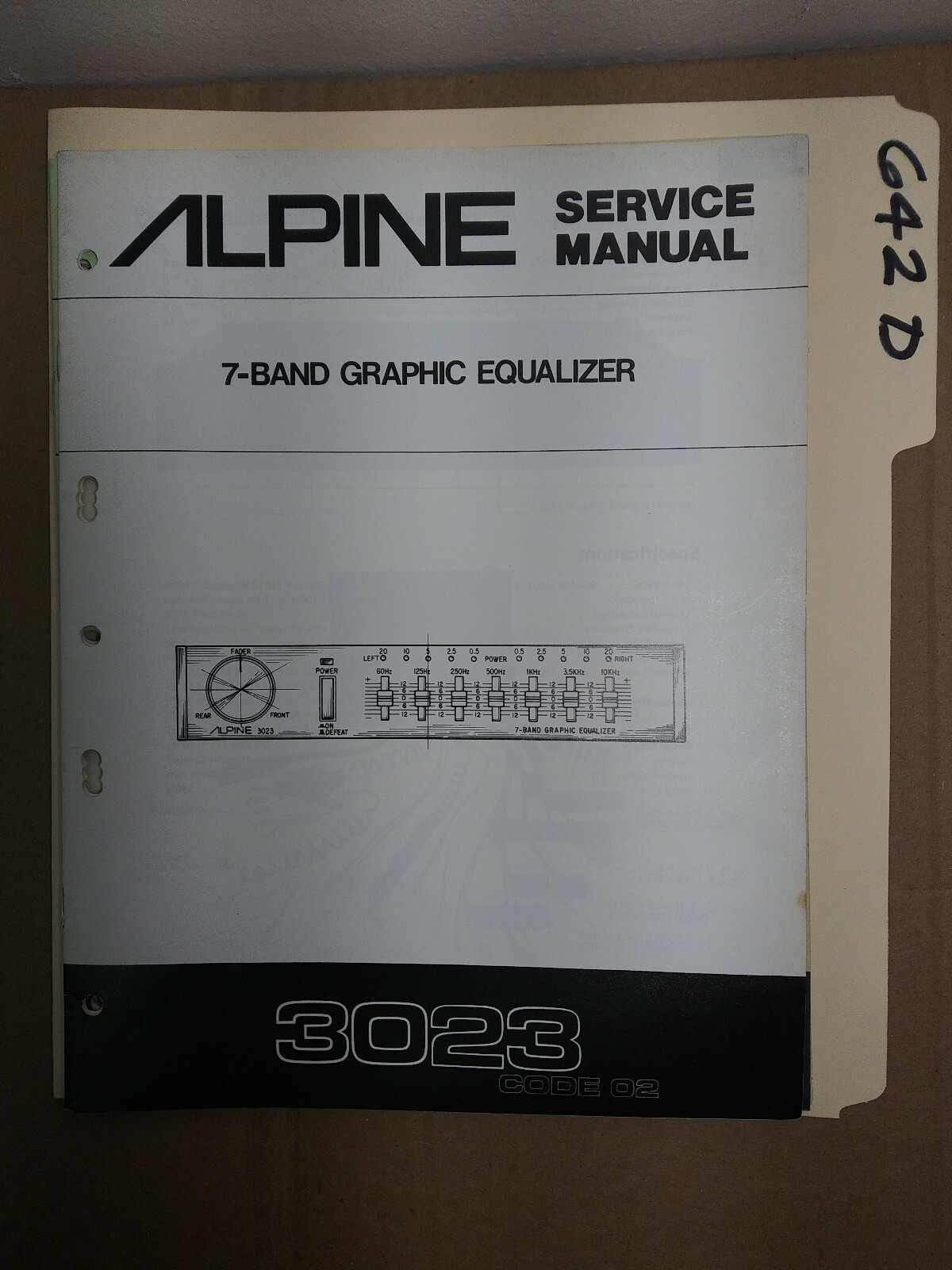 Alpine 3023 code 02 service manual original repair book car stereo