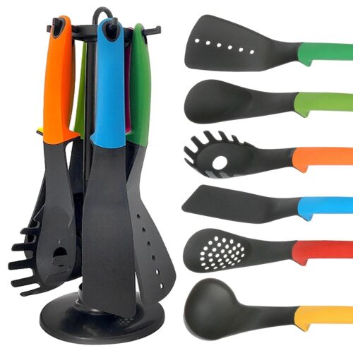 6 Piece Kitchen Utensils Set Cooking Baking Tool Spoon Turner Ladle Nylon Stand - Picture 2 of 12
