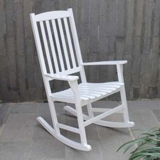 White Wooden Rocking Chair Mahogany Rocker Modern Single Seat Porch Nursery