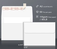 150 Bright White Envelopes Self Seal 4 3/8X5 3/4 Invitation Greeting Card A2 