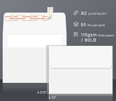 150 Bright White Envelopes Self Seal 4 3/8X5 3/4 Invitation Greeting Card A2 