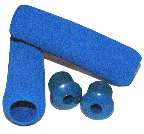 Low Profile Cushion Handlebar Grips & Plugs / Blue NEW! - Picture 1 of 1