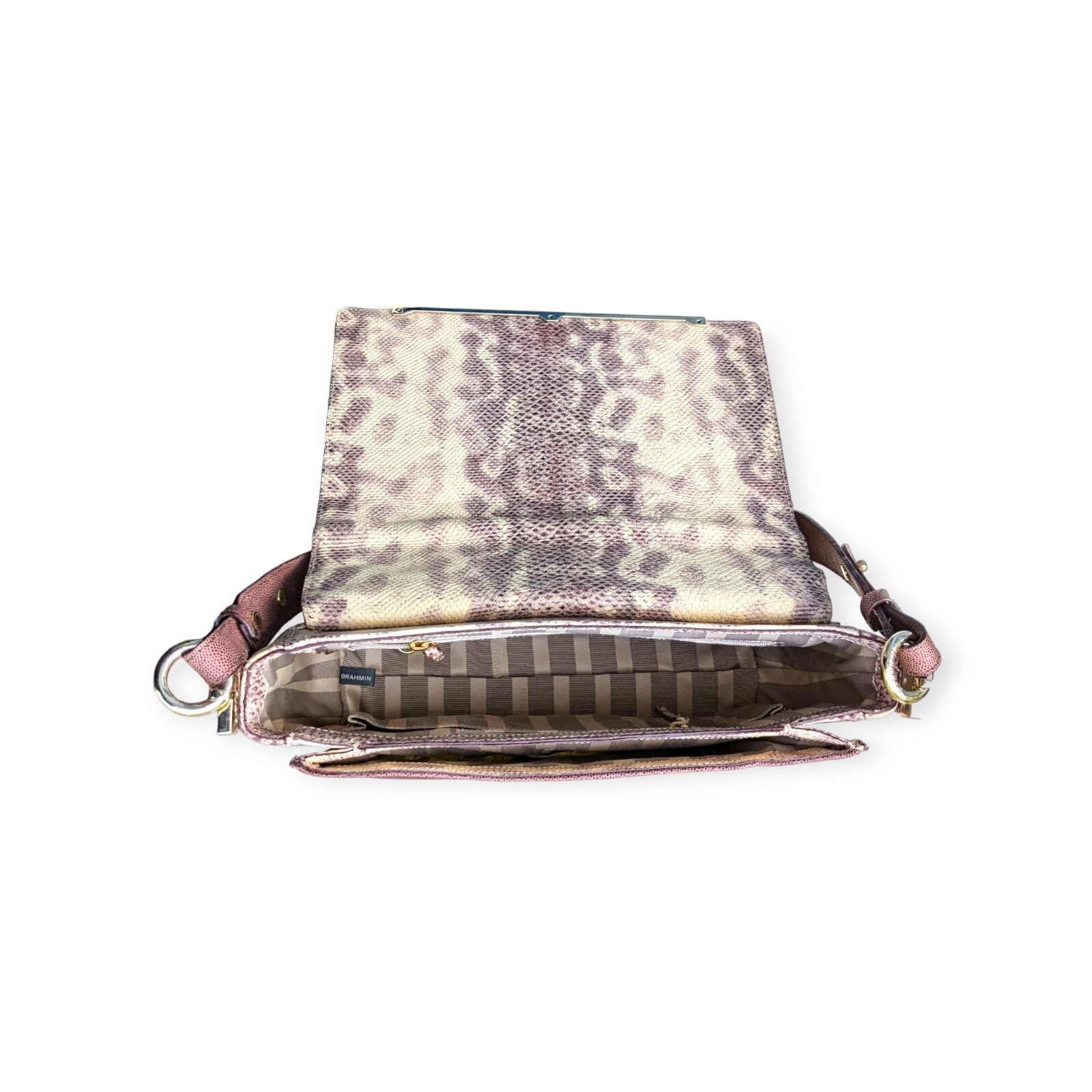 Brahmin Python Embossed Leather Shoulder Bag Huds… - image 13