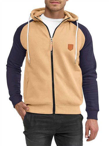 Men Casual Hoodies for Men with Zip Pockets Full Zip Long Sleeve Sweatshirt - Imagen 1 de 11
