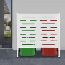 White Modern Air Conditioner Fence - Durable Iron Outdoor Enclosure 122×56×122cm