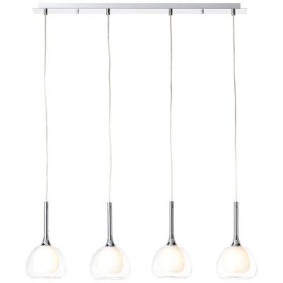 BRILLIANT lamp Hadan suspension 4 lampes chrome / blanc-transparent | 4x D45, E1