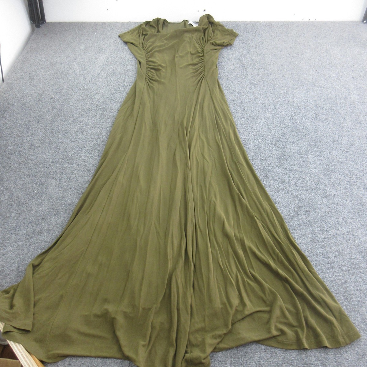 La Ligne Dress Womens M Green Jersey Ruched Short Sleeve A Line Maxi Formal  | eBay