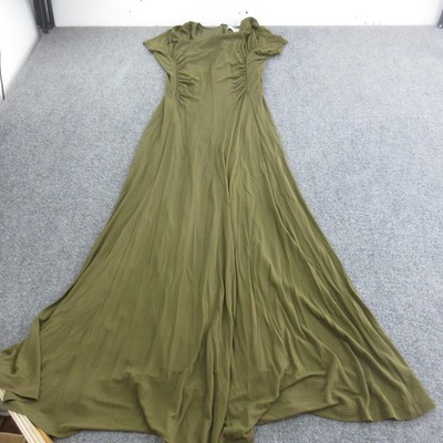 La Ligne Dress Womens M Green Jersey Ruched Short Sleeve A Line Maxi Formal