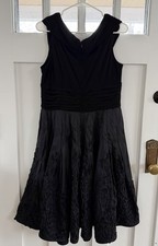 Adrianna Papell Black Fit & Flare Knee Length Dress Size 14 Pleated