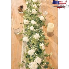 Floral Garland W/ Realistic Roses Eucalyptus & Gypsophila Home Decoration New