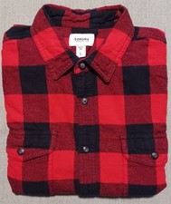 Sonoma Womens Flannel Shirt Large Red And Black Checkered EUC 