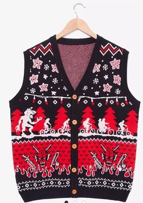 Netflix Stranger Things Hellfire Club Icons Holiday Sweater Vest Size S Unisex