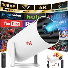 4K Mini Projector 10000 Lumen LED 1080P WiFi Bluetooth UHD Portable Home Theater