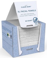 Disposable XL Dry Face Wipes Ultra-Absorbent Plant-Based Facial Towels 50 Ct