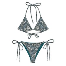 Vintage Floral Womens String Bikini Swimsuit
