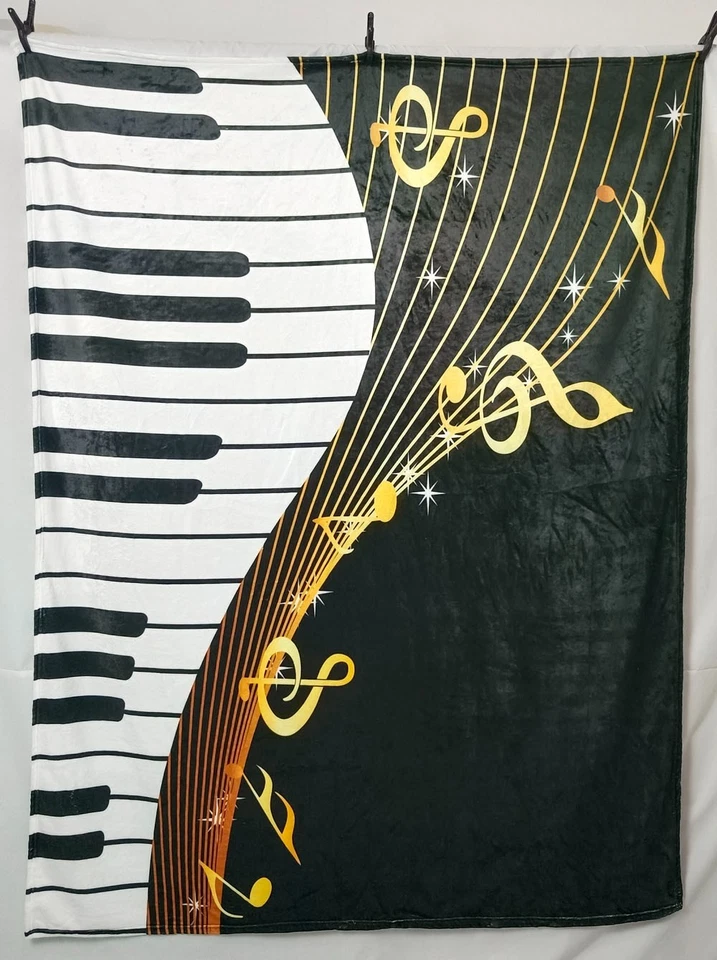 Musical Instrument Piano Guitar Bedspread Throw Blanket Christmas Birthday Gift - Image 3 of 4