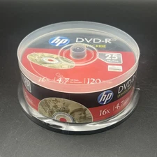 NEW Sealed HP LightScribe 16x 4.7GB 120 Min DVD-R, 25 Discs