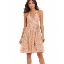 ASTR the Label | Marcela Floral Pleated Halter Wrap Midi Dress | Size Medium