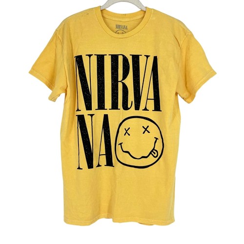 Officially Licensed Nirvana Nevermind Smiley Grunge Tee Yellow Medium - Picture 1 of 8