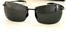 Maui Jim Lighthouse Men's Black Sunglasses Grey Mirror Polarized Lens 423-02