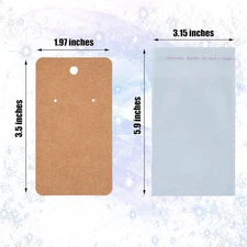 Earring Display Cards with 100Pcs Earring Holder Cards, 100 Pairs Clear Earri...