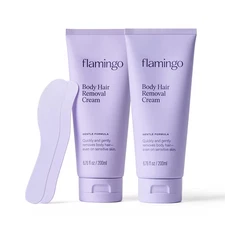 2-PACK Flamingo Body Hair Removal Cream Spatula Applicator Gentle 6.76 oz 200ml