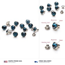 100 Sets Cz Colorful Crystal Rivets Silver Color Spots Studs Double Cap for D...