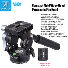 Compact Fluid Head Pan Tilt Head Video Head Panoramic Tripod Head W/ QR Plate