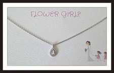 FLOWER GIRL Pendant Necklace Cubic Zirconia  White Gold Dipped New