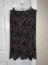SKIRT - Jones Wear Studio - Black/White/Multi - Long - Elastic Waist - Sz XL