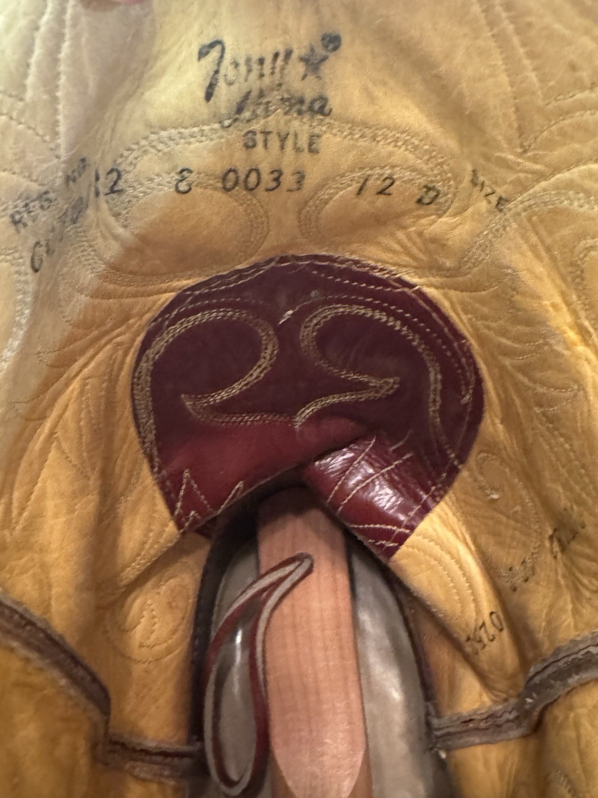 Vintage Men’s Tony Lama El Rey Cowboy Boots Size 12 D Cognac Leather Made In USA