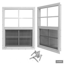 24" X 36" Shed Windows with Tempered Glass and Fiberglass Screen, 2 Pack Small S