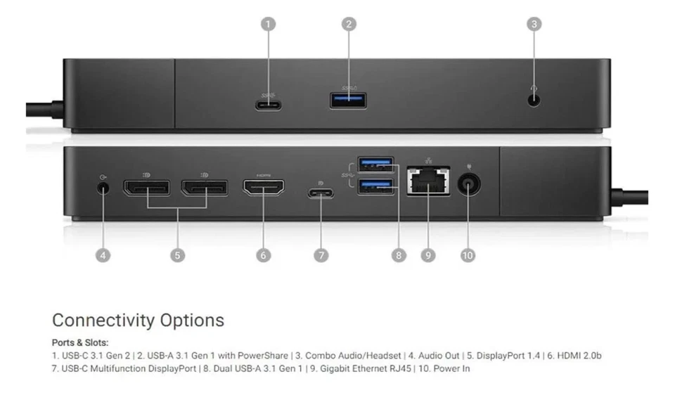 Docking Station Dell WD19 180W con alimentatore 210-ARJF - Imagen 3 de 3