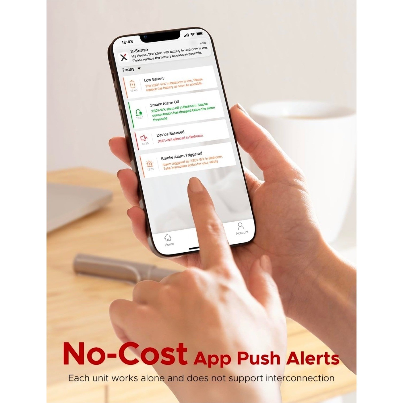 X-Sense 3 Pack Wi-Fi Smoke Alarm Photoelectric Sensor Replaceable Battery