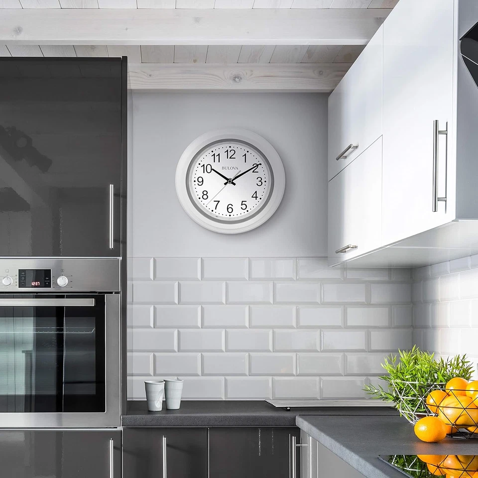 Bulova C4865 Night Vision Lighted Dial Wall Clock, 10", White - Image 4 of 4